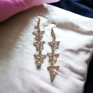 Tassel Star Rhinestone Long Chain Drop Earrings